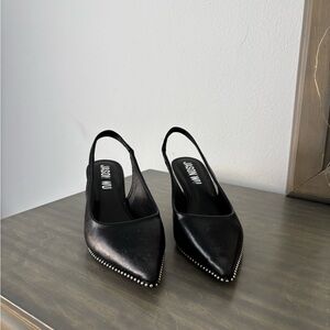 Jason Wu Black Pointed Slingback Heels with Stud Accents